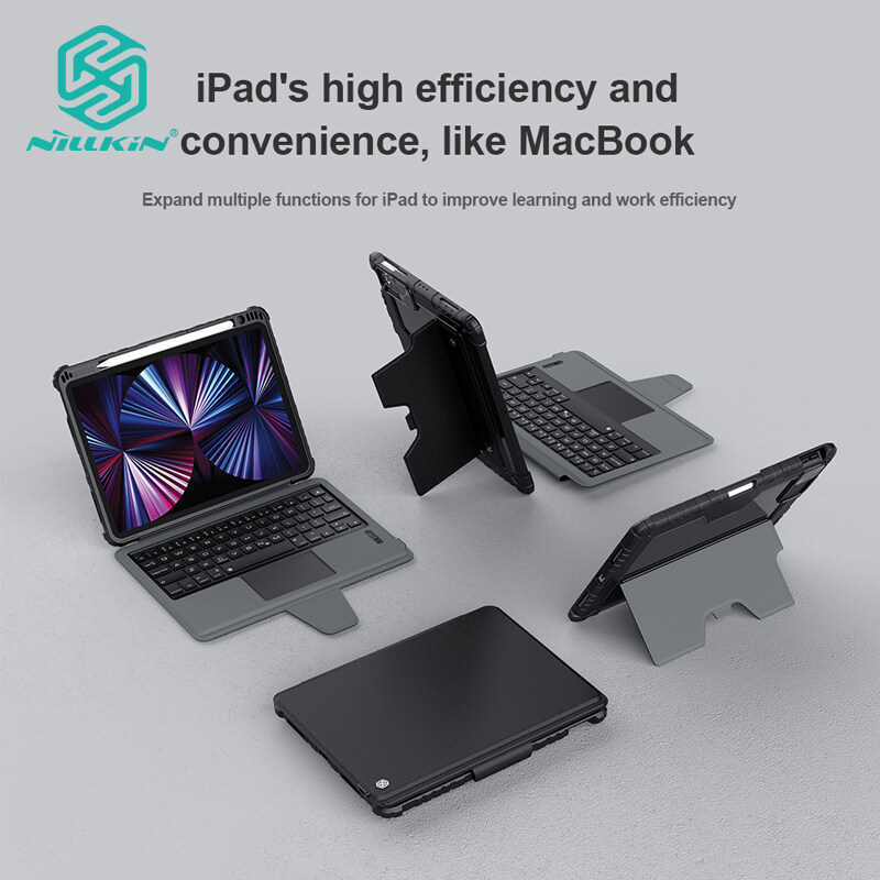 Nillkin 3 in 1 iPad Protective Case for iPad Pro 12.9 11 2021 2020 2022 10.9 2020 Bluetooth Keyboard Case for iPad Air 5 Air 4 Back Cover ( Comes with a bluetooth keyboard )